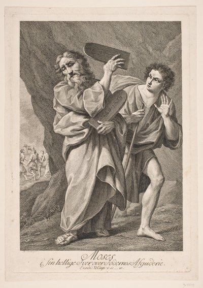 Moses in seinem heiligen Eifer über den Götzendienst der Völker von Johan Georg Preisler