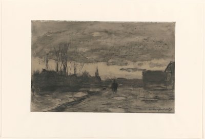 Ansicht einer Kaimauer von Johan Hendrik Weissenbruch (signed by artist)