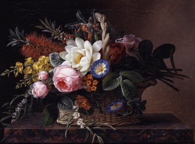 Stillleben mit Callistemons, Lilien, Ginster, Rosen und Winden von Johan Laurents Jensen