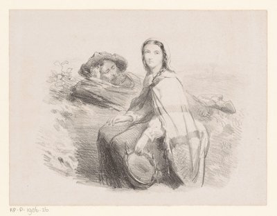 Liegender Mann und Frau mit Tamburin von Johan Michaël Schmidt Crans (attributed to)
