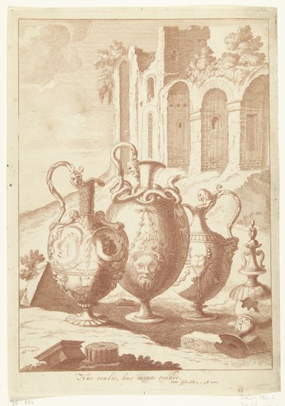 Vier Vasen, die vierte zerbrochen von Johan Teyler (attributed to)