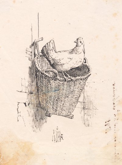 Ein Huhn auf einem Korb von Johan Thomas Lundbye