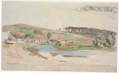 Der Dorfteich in Brofelde. F.o. eine wiederholte Studie des Profils des Hügels und des Waldes von Johan Thomas Lundbye