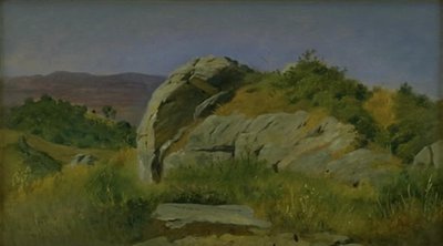 Landschaft mit Felsen im Vordergrund. Civitella, Italien von Johan Thomas Lundbye