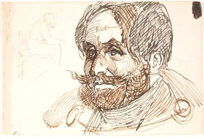 Porträt eines bärtigen Mannes in Jacke und Studie einer sitzenden Frau von Johan Thomas Lundbye