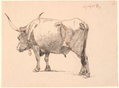 Römischer Stier mit Glocke um den Hals, schräg von hinten gesehen von Johan Thomas Lundbye