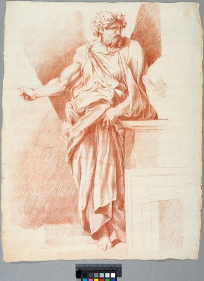 Akademiezeichnung. Detail aus Raphaels "Disputà" im Vatikan, ein Philosoph steht rechts in der Komposition von Johan Tobias Sergel