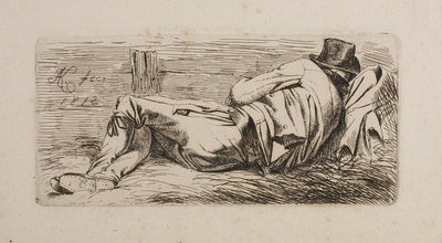 Auf Stroh schlafender Mann von Johann Adam Klein