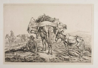 Bepacktes Maultier auf dem Land von Johann Adam Klein