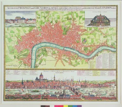 Luftbildkarte von London und Blick über die Themse vom Südufer, mit St. Paul