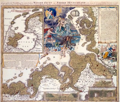 Karte der Weihnachtsflut von 1717 von Johann Baptista Homann