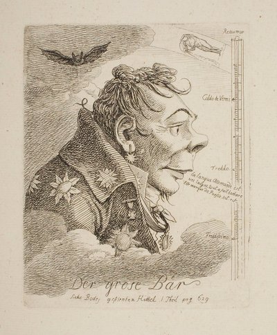 "Der große Bär", Karikatur des russischen Grafen Mattweff (möglicherweise der Maler Fyodor Matveyev) von Johann Christian Reinhart