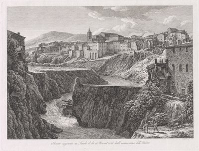 Tivoli durch die Überschwemmung des Flusses Aniene beschädigt von Johann Christian Reinhart