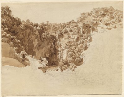 Tivoli und der Tempel der Sibylle über der Aniene-Schlucht von Johann Christian Reinhart