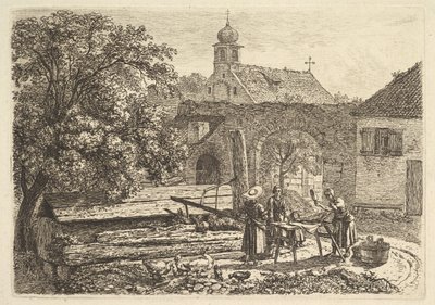 Wäscherin an einem artesischen Brunnen von Johann Christoph Erhard