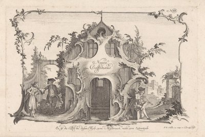 Kaffeehaus mit streitendem Paar, Neues Caffehaus (Titel auf dem Objekt), Soziale Aktivitäten (Serientitel) von Johann Esaias Nilson