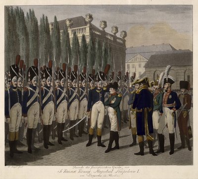 Parade der französischen Garde im Lustgarten in Berlin, 1806 - Juegel, Johann Friedrich (1772-1833) - 1806 - Aquatinta - 31,6x39 - Private Sammlung von Johann Friedrich Jügel
