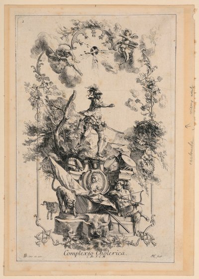 Entwurf für ein Panel, das das cholerische Temperament darstellt von Johann Georg Bergmuller