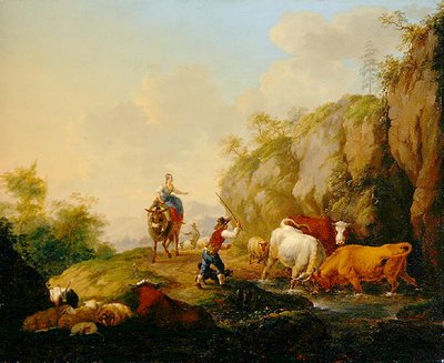 Landschaft mit Hirten und Landleuten von Johann Georg Pforr