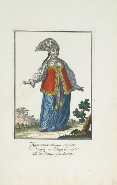 Ein Mädchen aus Kaluga in Festtagskleidung von Johann Gottlieb Georgi