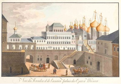 Ansicht des Kremls in Moskau. Der Terem-Palast, 1813 von Johann Gottlieb Lohrer
