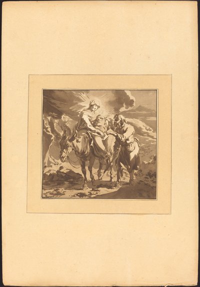 Die Flucht nach Ägypten von Johann Gottlieb Prestel after Nicolaes Pietersz Berchem