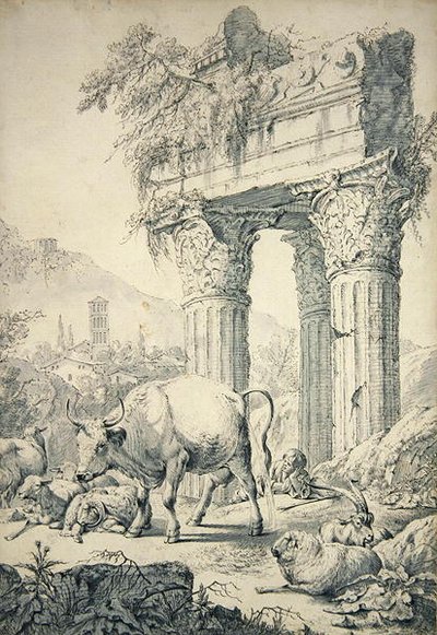 Kuh in kampanischer Landschaft von Johann Heinrich Roos