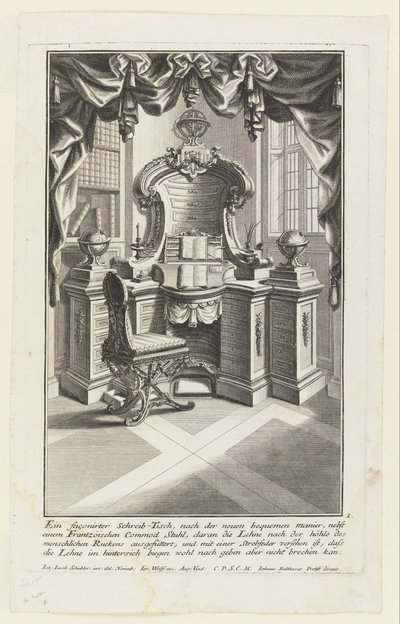 Ein faconierter Schreibtisch... von Johann Jakob Schübler