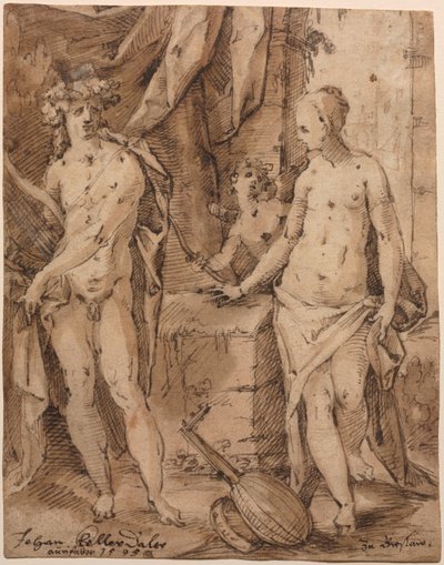 Apollo mit Erato und Amor, 1595 von Johann Kellerthaler
