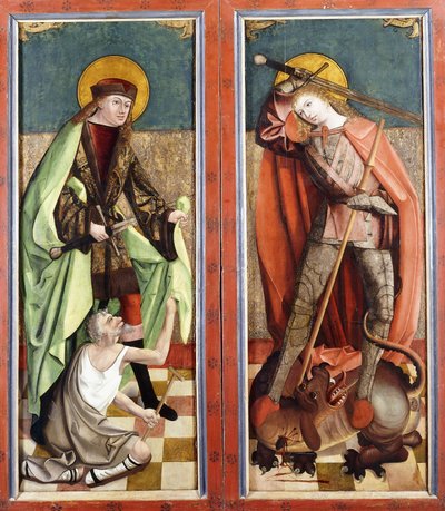 Heiliger Martin und der Bettler; und Heiliger Georg und der Drache - die Flügel eines Altars von Johann Koerbecke