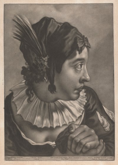 Porträt einer Frau mit Feder von Johann Lorenz Haid