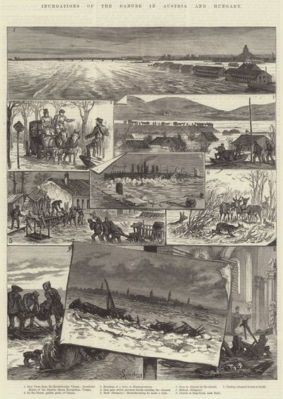 Überschwemmungen der Donau in Österreich und Ungarn von Johann Nepomuk Schonberg