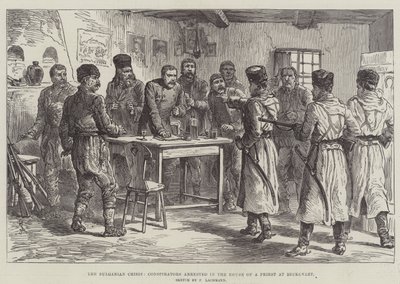Die bulgarische Krise, Verschwörer im Haus eines Priesters in Beckovazt verhaftet von Johann Nepomuk Schonberg