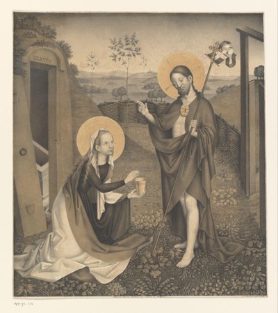 Christus und Maria Magdalena in einem ummauerten Garten von Johann Nepomuk Strixner