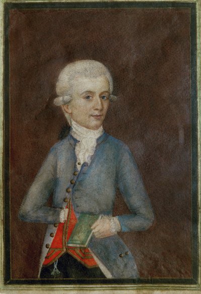 Wolfgang Amadeus Mozart (Gouache auf Pergament) von Johann Nepomuk della Croce