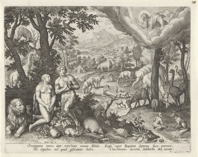 Gott der Vater segnet Adam, Eva und die Tiere von Johann Sadeler (I)