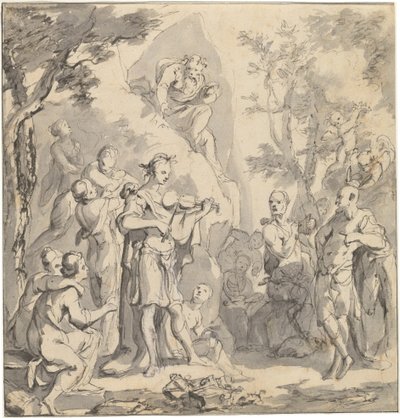 Der Wettstreit zwischen Apollo und Pan vor König Midas von Johann Spillenberger