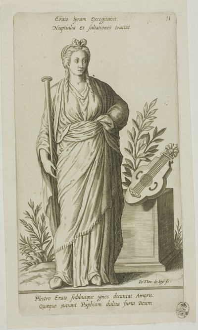 Erato, Muse der Lyrischen Poesie, Tafel 11 aus Parnassus Biceps von Johann Theodor de Bry