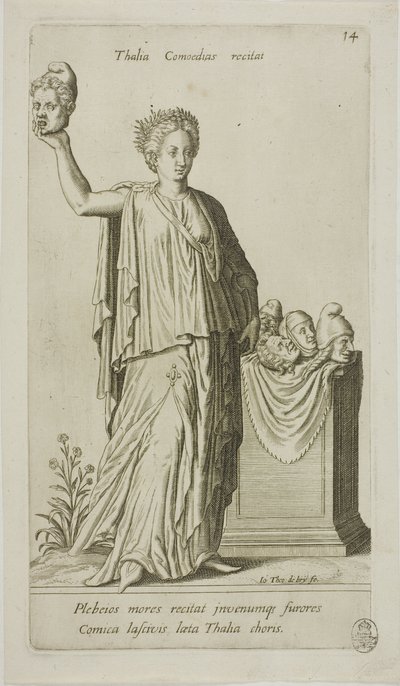 Thalia, Muse der Komödie, Tafel 14 aus Parnassus Biceps von Johann Theodor de Bry