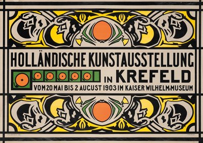 Plakat zur Werbung für die Niederländische Kunstausstellung im Kaiser Wilhelm Museum in Krefeld von Johan Thorn Prikker