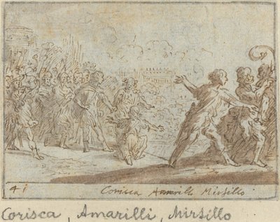 Corisca, Amarilli und Mirtillo von Johann Wilhelm Baur