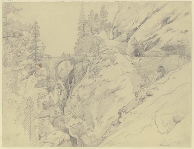 Via Mala, oben die steinerne Brücke von Johann Wilhelm Schirmer