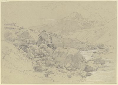 Wassermühle in einer Gebirgslandschaft von Johann Wilhelm Schirmer
