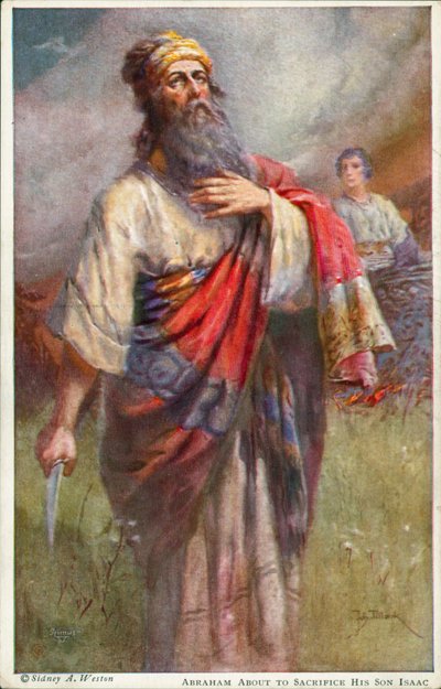 Abraham, der im Begriff ist, seinen Sohn Isaak zu opfern von Johannes Adolf Tillack