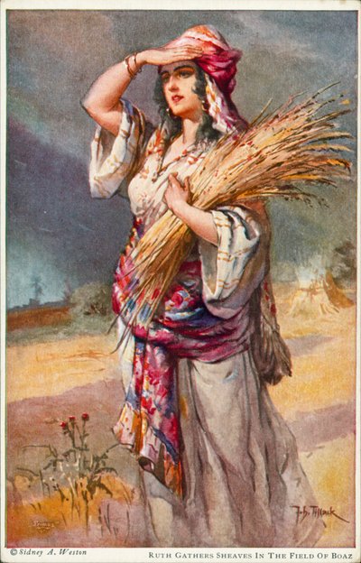 Ruth sammelt Ähren auf dem Feld von Boaz von Johannes Adolf Tillack