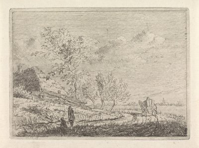 Landschaft mit Karren und zwei Fischern von Johannes Christiaan Janson