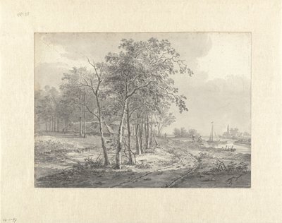 Landschaft mit einem Weg entlang eines Gewässers von Johannes Franciscus Christ