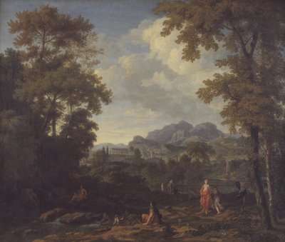 Klassische Landschaft mit Diana (?) und ihren Nymphen von Johannes Glauber