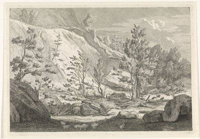 Schlucht mit einer Schafherde von Johannes Glauber
