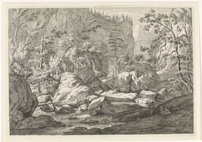 Schlucht mit Felsbrocken und Bäumen (Landschaften im Chartreuse-Gebirge) von Johannes Glauber